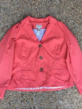 L L Bean Blazer Jacket Coat Salmon Coral size 16